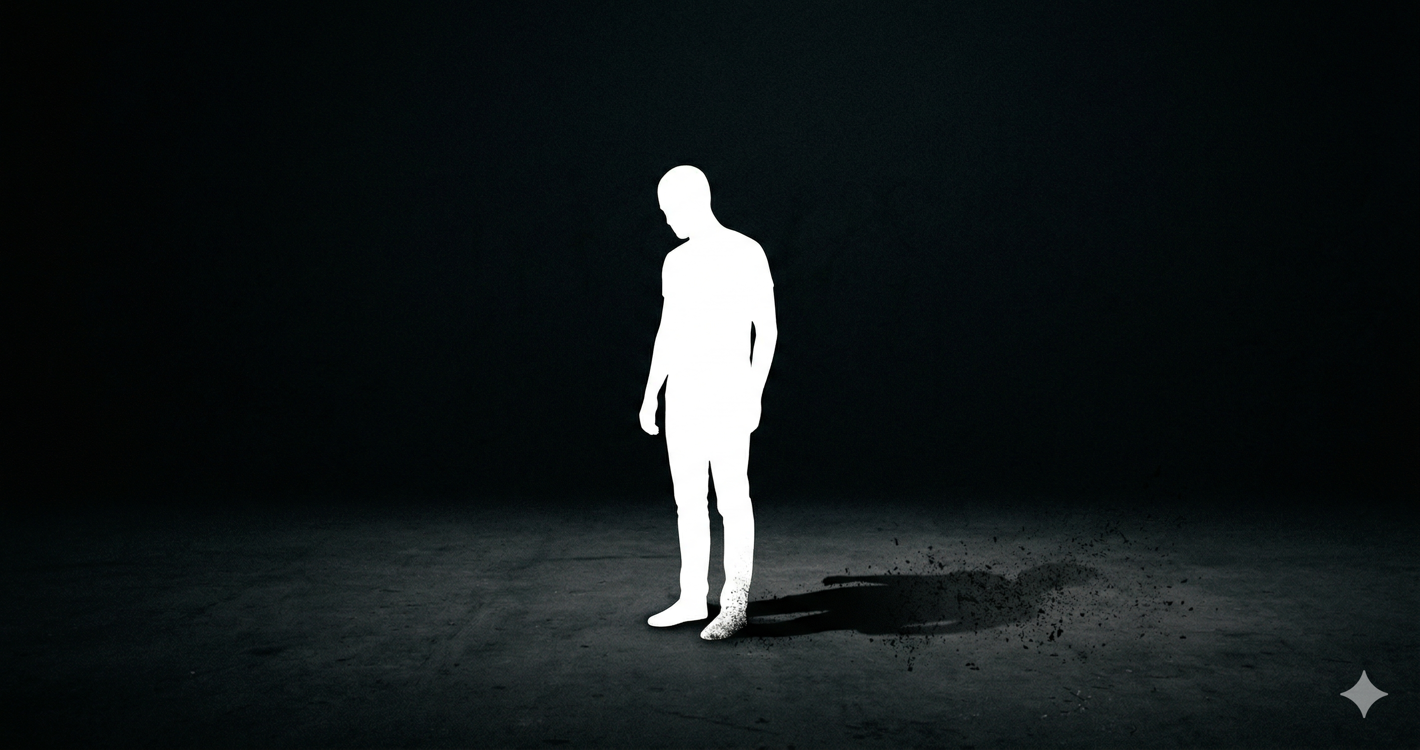 Silhueta humana com uma sombra que se apaga gradualmente